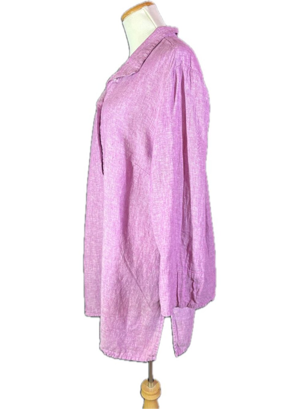 Chico's Size 4 (20-22) Linen Tunic Top Pinkish-Purple - Picture 6 of 10